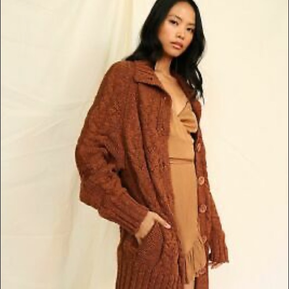 NWOT Free People Espresso Cardigan Sweater Z68-1 - Picture 3 of 4